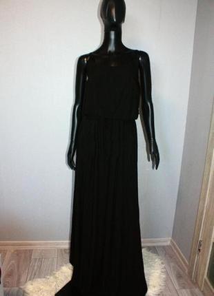 Стильное черное длинное макси платье сарафан в пол. италия м-л, 46-48