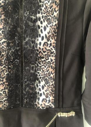 Платье шоколадное животный принт леопард кружево цепи2 фото