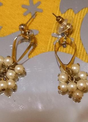 Вінтажні сережки зі штучними перлинками. англія.