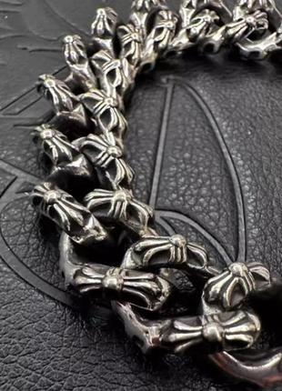 Chrome hearts розкішний браслет, браслет із квітковим хрестом, релігійний браслет, готичний браслет3 фото