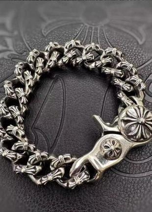 Chrome hearts розкішний браслет, браслет із квітковим хрестом, релігійний браслет, готичний браслет