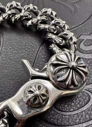 Chrome hearts розкішний браслет, браслет із квітковим хрестом, релігійний браслет, готичний браслет2 фото