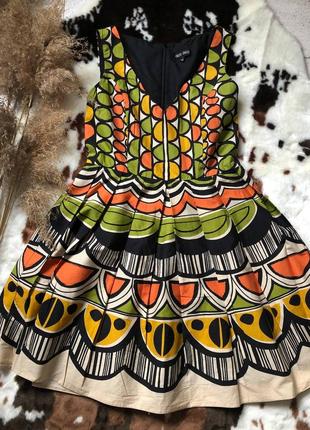 Летнее платье, хлопок, африканский принт, приталенное4 фото
