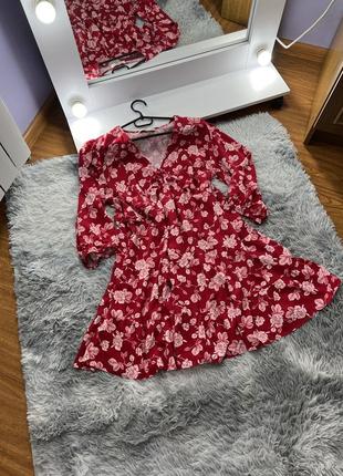Летнее платье красного цвета с цветочным принтом george4 фото