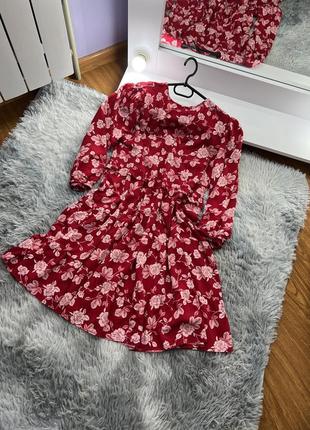Летнее платье красного цвета с цветочным принтом george7 фото