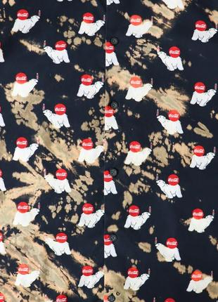 Эксклюзивная гавайска рубашка coca-cola tie dye. рождество новый год american vintage retro custom handmade dickies carhartt xmas санта винтаж5 фото