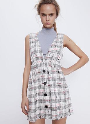 Розпродаж твідовий сарафан сукня плаття нова колекція zara твидовый сарафан платье