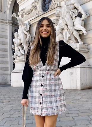 Розпродаж твідовий сарафан сукня плаття нова колекція zara твидовый сарафан платье