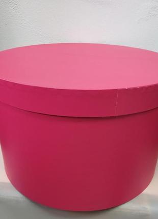 Подарункова коробка 16х13см рожева кругла з кришкою1 фото