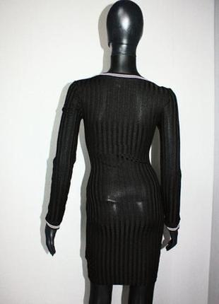 Стильное черное в рубчик в обтяжку платье h&m р. xs2 фото