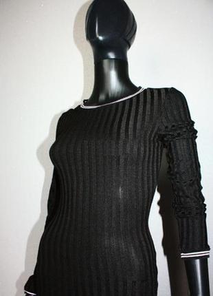 Стильное черное в рубчик в обтяжку платье h&m р. xs3 фото