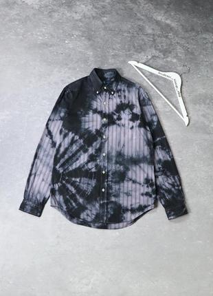 Ексклюзивна кастомна смугаста тай дай сорочка polo ralph lauren. american vintage y2k вінтаж tie dye handmade custom ysl tommy stussy