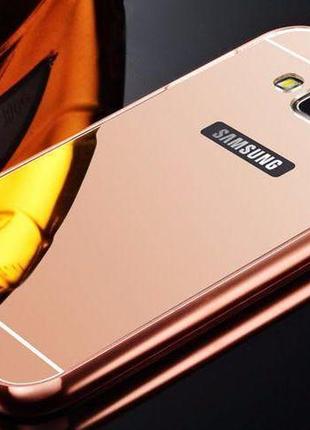 Чехол зеркальный алюминиевый samsung j3 2016 j320h (розовый)