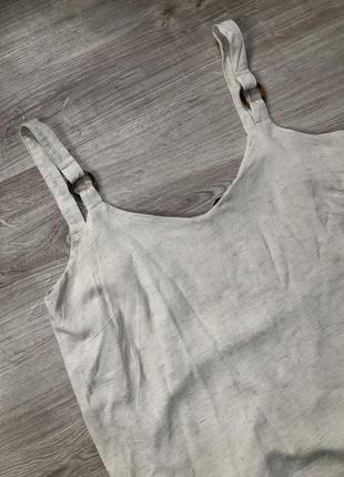 Топ майка базовая база футболка молочная лён лен бежевая базова базовая бежевая топік блуза блузка2 фото