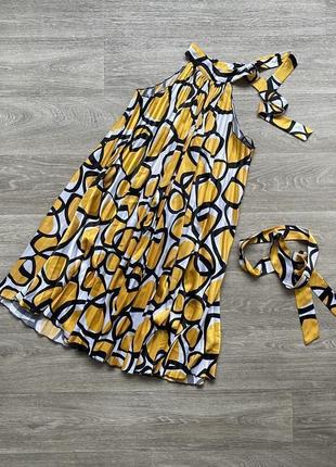 Стильное короткое платье сарафан яркое свободное плиссе2 фото