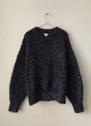 Блестящий объёмный свитер h&m светер кофта кофточка худи толстовка байка новогодний5 фото