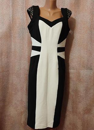 Нарядное черно-белое платье сарафан