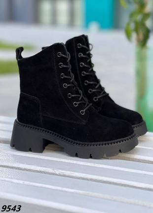 Жіночі черевики натуральна замша чорні демі9 фото