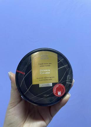 Пілінг-скраб moday hair scrub detox & cleanse з вмістом чорного органічного бамбукового вугілля та