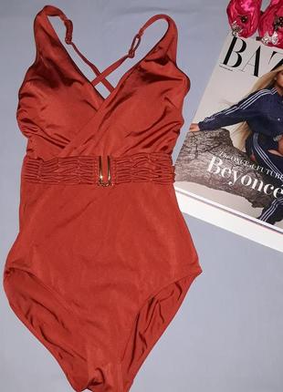 Купальник сдельный с утяжкой размер 42 / 8 сплошной  драпировка