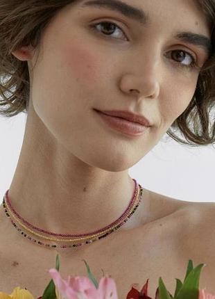 Шпинель чокер, шпинель из натуральных камней, чокер на шею, ожерелье на шею