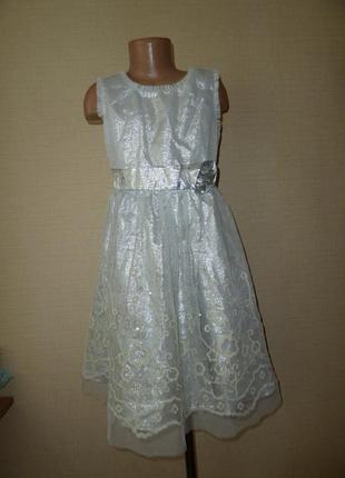 Jona michelle нарядное серебристое платье на 8 лет