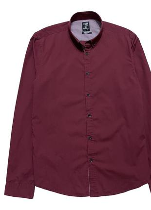 Бордовая мужская рубашка slim, размер s/m3 фото