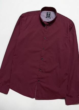 Бордовая мужская рубашка slim, размер s/m4 фото
