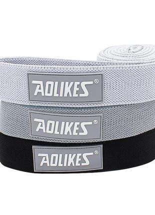 Набір гумок для фітнесу aolikes rb-3609 3шт light gray+gray+black1 фото