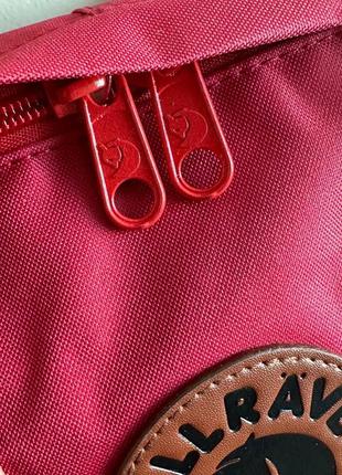 Бордовий рюкзак kanken classic 16l зі шкіряними ручками4 фото