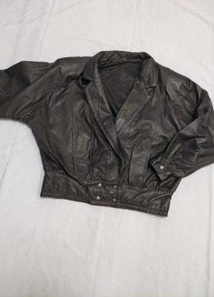 Стильная винтажная оверсайз куртка бомбер из натуральной кожи2 фото