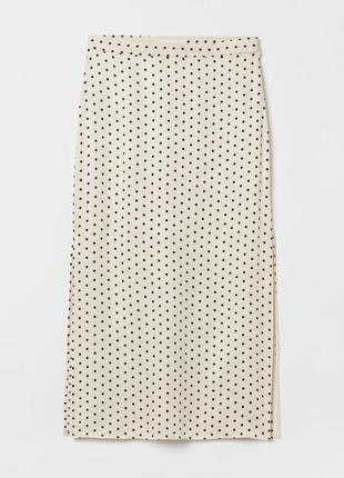 H&m стильная актуальная сатиновая юбка в горох