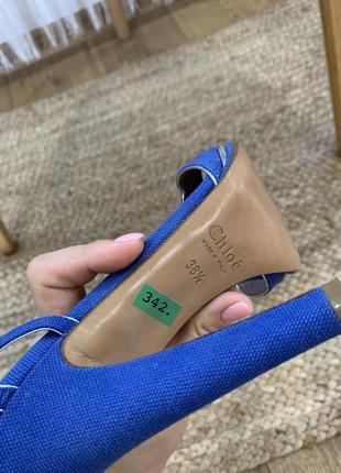 Шикарные босоножки синего цвета chloe 37-38 оригинал !8 фото