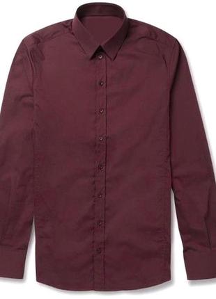 Бордовая мужская рубашка slim, размер s/m9 фото