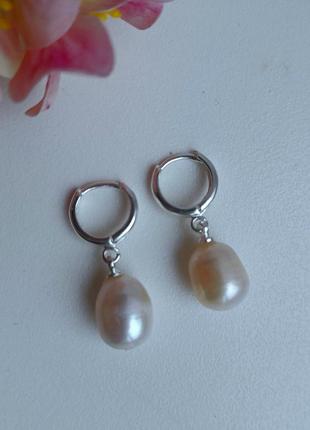 Натуральный жемчуг серьги сережки натуральні перли
