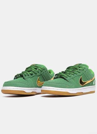 Кроссовки зеленые замш nike sb dunk low pro st. patrick's day