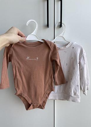 Набір бодік і світшот,комплект h&m, 6-9,74,3-6 hm,чоловічок,боді,кофта,реглан
