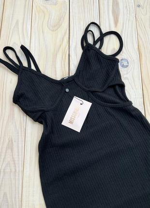Натуральное коттоновое черное маленькое платье на бретельках missguided3 фото