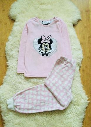 4-5 лет, 110 рост disney флисовая пижама из мини маус. нежно - розовая, блестящее сердечко. теплая, м"1 фото