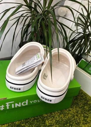 Crocs crocband court white крокс унисекс белые, мужские кроксы, женские крокс крокбенд4 фото