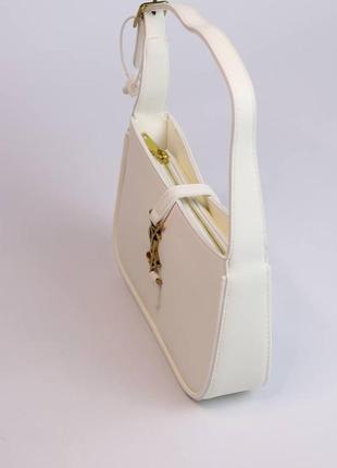 Женская сумка yves saint laurent hobo white, женская сумка, брендовая сумка ив сен лоран хобо, белого цвета3 фото