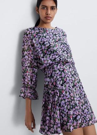 Стильное легкое короткое платье в цветочный принт zara 36/s9 фото