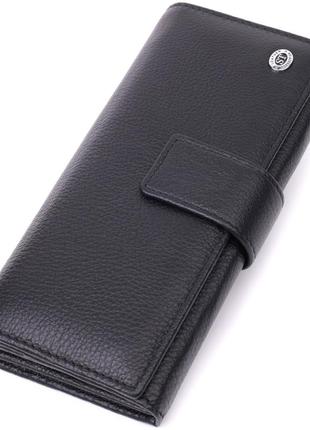 Надійний жіночий гаманець із натуральної шкіри st leather 22548 чорний
