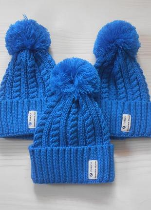 Вязаная  шапка с подворотом 30% шерсть