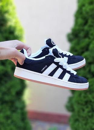 Женские кроссовки adidas campus white black адидас кампус белого с черными цветами2 фото