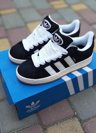 Жіночі кросівки adidas campus white black адідас кампус білого з чорним кольорів1 фото