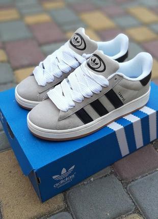 Жіночі кросівки adidas campus beige black адідас кампус бежевого з сірим кольорів