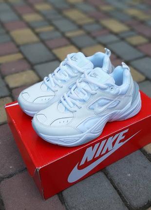 Женские кроссовки nike m2k tekno white grey найк белого с серым цветами