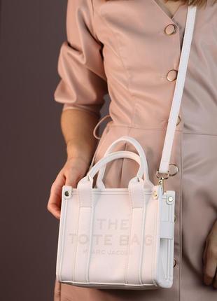 Женская сумка marc jacobs tote bag mini white женская сумка, сумка марк джейкобс тоте бег мини белого цвета3 фото