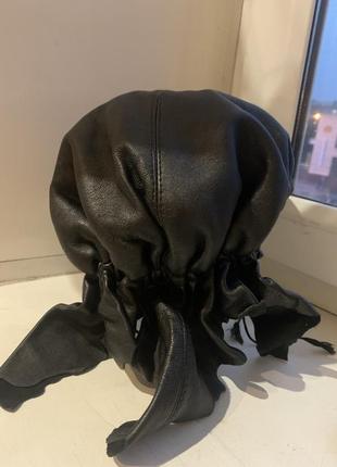 Кепка из натуральной кожи, женская, утепленная, черная, с регулировкой